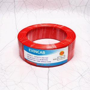 Evin  1.5mm Red Single Core Solid Durable Long Lasting PVC Indoor Electrical Wiring Cable 