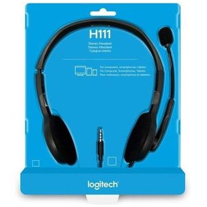 Logitech H111 Wired Headset, Stereo Headphones with Noise-Cancelling Microphone, 3.5 mm Audio Jack, PC/Mac/Laptop/Smartphone/Tablet