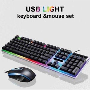 Wired  Gaming Keyboard And Mouse Combo Set 104 Keys Gaming RGB Light For Windows PC - BLACK