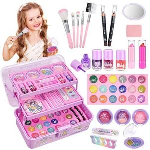 Danielle Makeup Toy Kids Pretend Play Cosmetic Set for Girls - Non Toxic Beauty Kit with Mirror, Lipstick, Eyeshadow Brushes - Safe Fun Educational Role Play Gift / Home Salon Styling Toy