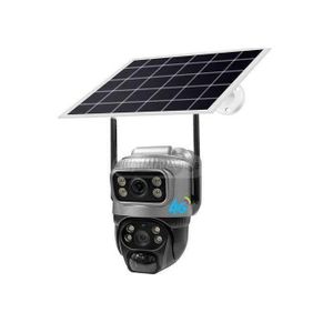  SOLAR SIM CARD SOLAR CAMERA Dual Lens 2K 4MP Dual Light 4G LTE SIM CARD Wireless Ip Camera 2 In 1 Bullet And Camera - BLACK