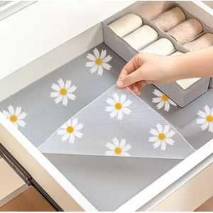 Daisy Pattern Kitchen Drawer Liners – Oil Proof & Moisture Shelf Mat for Cabinets