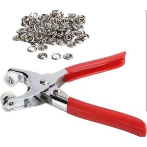100 pcs Press Kit Stainless Steel Tip Button Snap Fastener Set Craft Sewing Hand Tools, Metal Snap Strap Fastener Plier Press Tool Kit Great for DIY Crafts Clothes Hats and Sewing