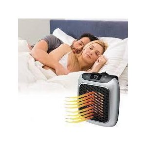 Mini Portable Wall-Outlet Space Heater, 500W Digital Electric Ceramic Handy Heater With Remote Control and LED Display