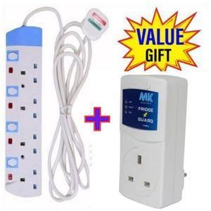 Power King HOME BEST 4 WAY POWER EXTENSION WITH LONG CABLE+FREE FRIDGE GUARD