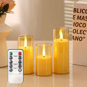 3pcs Set LED Flameless Candles with Remote Control for Home Decor and Parties