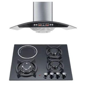 Bolesi  Built /Table Top Cooker 3Gas+1Electric induction In Built Cooker Burner Tampered Glass Top Cooker Automatic Ignition High Quality Black Flame Failure Device (Can Be Used As Inbuilt OR Table Top) +Kitchen Hood 60CM -COMBO KIT 1Yr Warranty