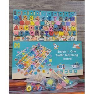 7-in-1 Montessori Wooden Learning Board – Educational Toy for Kids, Early Development, Number & Letter Puzzle