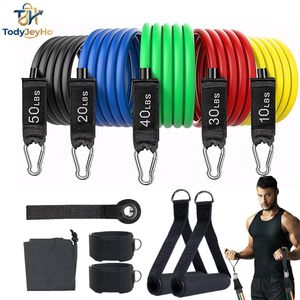 TodyJeyHo Resistance Bands Workouts Set for Men and Women with Handles - Heavy Duty 150lbs, 14 Piece Elastic Tube Kit for Gym & Home, Strength Training, Yoga, Pilates for Legs, Chest Power Systems
