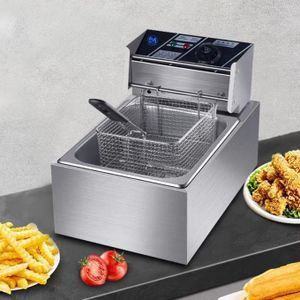 Em  6L Single Tank Energy Efficient Double Electric Chips /Chicken /Mandazi Deep Fryer Machine _ Silver EF01