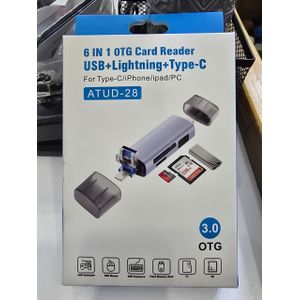 6-in-1 USB 3.0 OTG SD/TF Card Reader with U Disk, Type-C and Micro USB for High-Speed Data Transfers