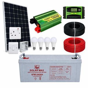 Solarmax 300W SMART HOME FULLKIT SYSTEM-300 watts solar panel+ 1000watts power inverter+ 200AH battery+ 30 A digital controller+ 10 meters dropper wire (5 meters red + 5 meters black)+ 4 FREE LED bulbs