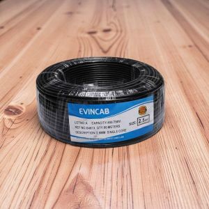 Evin High Quality Black 1.5mm 90M Single Core Heavy Duty PVC Insulated Flame Retardant Wiring Electrical Cable