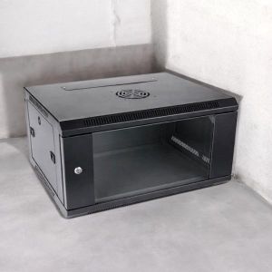 6U Wall Mount Data Cabinet with Lockable Glass Front, Two Keys Supplied & Adjustable Front Rear Profiles