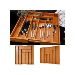 Big Bamboo Expandable Wooden Cutlery Drawer Organizer