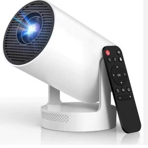 HY300 Projector with WIFI6 and Bluetooth, 4K 1080P Support Android TV 11.0, Mini Portable Projector 180° Rotatable Movie Projector