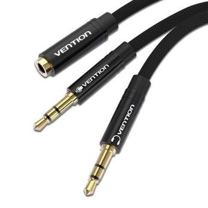 Vention BBTBY 2*3.5mm Male to 4 Pole3.55m Female Audio0.3M(Black)