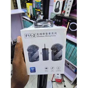 F11-2 Dual Wireless Microphone System for Clear Audio Recording on iPhone, Android Smartphones, DSLR Cameras, and PCs