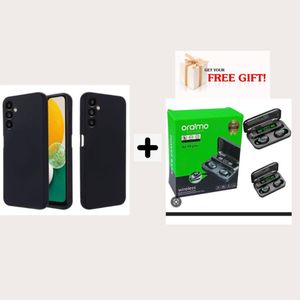 Samsung Phone Case For Galaxy A15 Black Soft Silicone Phone Case/ Cover + EarPods
