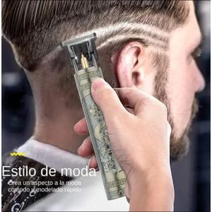 Professional T9 Hair Clipper & Trimmer - Rechargeable Cordless Barber Shaver with Dragon Embossing & 4 Guide Combs - Gold Edition