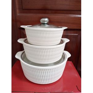 Pot Set of 3 White Soup 