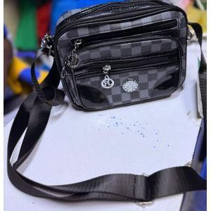 compact checker sling bag