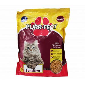 Penang Purrfect Cat Cafe  Adult Sensitive  Food 1kg  High in Omega 3 & 6 with Taurine  Easy-to-Digest Formula for Sensitive Stomachs