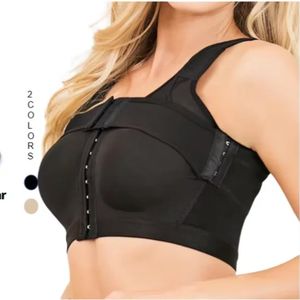Black Women’s Front Closure Post-Surgery Compression Bra with Back Support