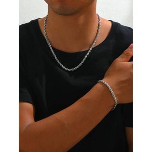 Jewelry Titan Silver Rope Chain & Bracelet Duo