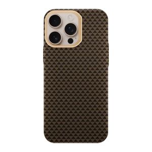 Brown Tribal Luxo/FreeAir Carbon Classic Checkerboard Texture Slim PC Case With Magnet, MagSafe Compatible Cover For iPhone 15 Pro Max
