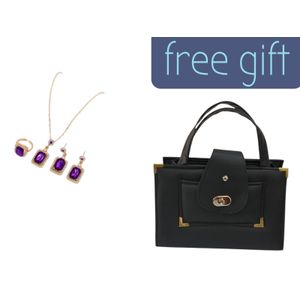 Elegant Women’s 3PCS Jewelry Gift Set (Necklace, Earrings & Ring) with Free Handbag Perfect For: Daily wear Parties & special occasions Weddings & events Birthday, anniversary, or graduation gifts As a bonus, it comes with a FREE Durable  handbag