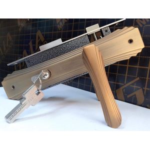 GJS Big Door Lock Set.coffee brown-Gold Finish High Security Mortise Lock for Steel & Wood Doors- approx 9.5 inces