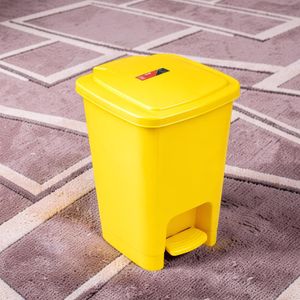 30L Yellow Hard Plastic Non Slip Bottom Stable Base Step Pedal Waste Garbage Dust Bin