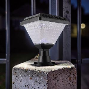 	Outdoor Solar LED Post Lamp with Stylish Diamond Pattern for Garden and Driveway