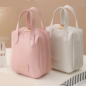 New Portable Large Capacity PU Shell Makeup Bag Waterproof Travel Storage Bag Handheld Toiletry Bag Fashionable