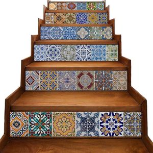 10pcs Moroccan Self-adhesive Bathroom Kitchen Deco Wall Stair Floor Tile  Sticker