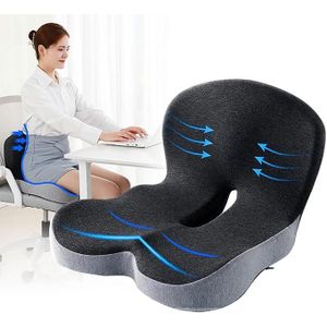  L-Shaped Integrated Seat & back Cushions, Chair Seat Cushion for Lower Back Tailbone Protection, Lumbar Support (Black Gray)Memory Foam Office Chair Cushion