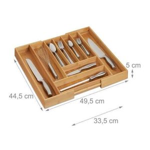 Bamboo Expandable Kitchen Drawer Organizer, Adjustable Utensil Holder and Cutlery Tray Organiser, Drawer Divider for Silverware, Flatware, Knives in Kitchen, Bedroom, Living Room, 5 Slot