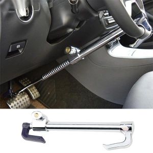 Portable car steering wheel and pedal lock for daily security Heavy Duty Universal Anti-Theft Security Car Steering Wheel Lock Brake Clutch Lock Retractable Locking Hook Device with 3 Keys