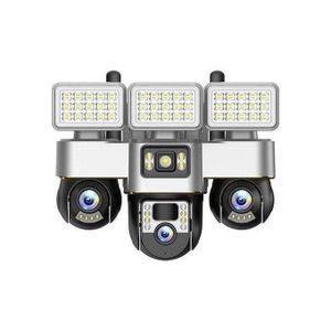 Solar Light Battery Powered 3 Cameras Super PTZ Wide Angle V380 Pro Tripple Lenses Outdoor Solar Camera 4G Sim Card Night Vision With Motion