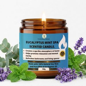VitalEssence Aromas Eucalyptus Mint Spa Candle - Helps promote relaxation and mental clarity