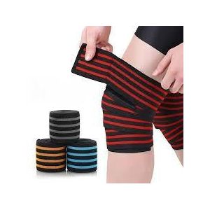 Premium Elastic Weightlifting Knee Wraps – 1 Pair of Heavy-Duty Fitness Compression Support Bandages, Adjustable Powerlifting Squat Straps, and Patella Joint Protector Bands for Men and Women