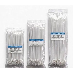Heavy duty  self locking nylon zip ties for wire ,cable and pipe organizing with assorted sizes -White