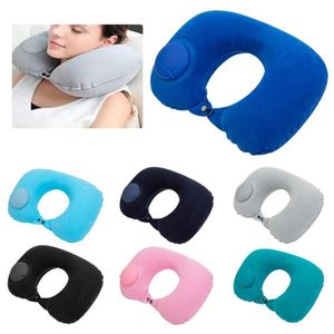 Inflatable Travel Pillow Neck Pillow for Travel, Compact Portable U-Shape Head Neck Support Cervical Cushion for Car Airplane Train Travel Office Napping Grey