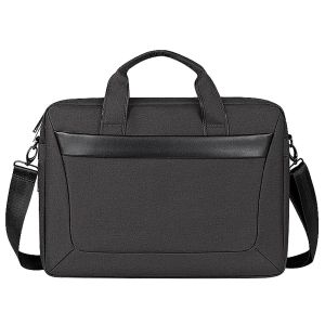 Waterproof Oxford Laptop Shoulder Bag Briefcase Expandable Bottom Fits 16 Inch Computer, Black
