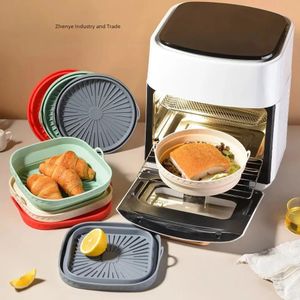 Air Fryer Silicone Pot Round and Square Baking Tray Non-stick Silicone Mat Modern Simple Style Easy Cleaning and Durable Kitchen Bakeware