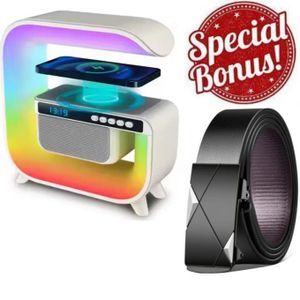 Black Leather Belt for Men + Bluetooth Wireless Speaker