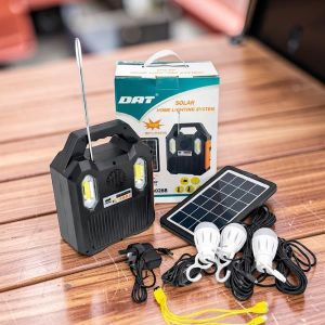 	DAT AT-9028B Home Solar Lighting System Kit MP3 Player Bluetooth Solar Charging LED Bulb Lighting