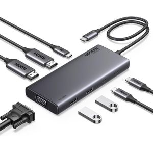 Ugreen  CM639 8-in-1 USB-C Multifunction Adapter – Dual 4K HDMI, DisplayPort, 10Gbps USB-C & USB-A, 100W PD Fast Charging Hub for MacBook, Windows & USB-C Laptops