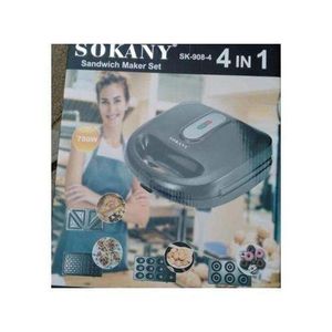 Sokany 4 In 1 Electric Sandwich Maker, Donut, Grill And Waffle Removable Non-Stick Plates- For Bread Toaster, Donuts, Waffles, Grilled Cheese, Tuna Melts, Burgers, Steaks And Snacks